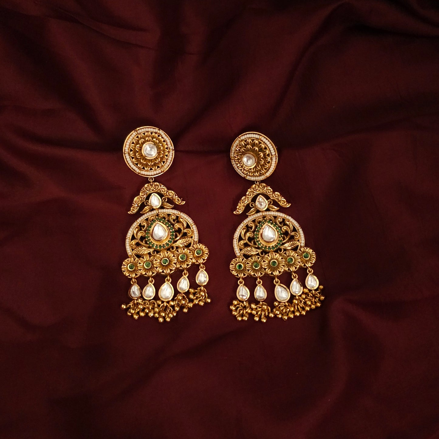 Meher Antique Kundan Chandbali Earrings