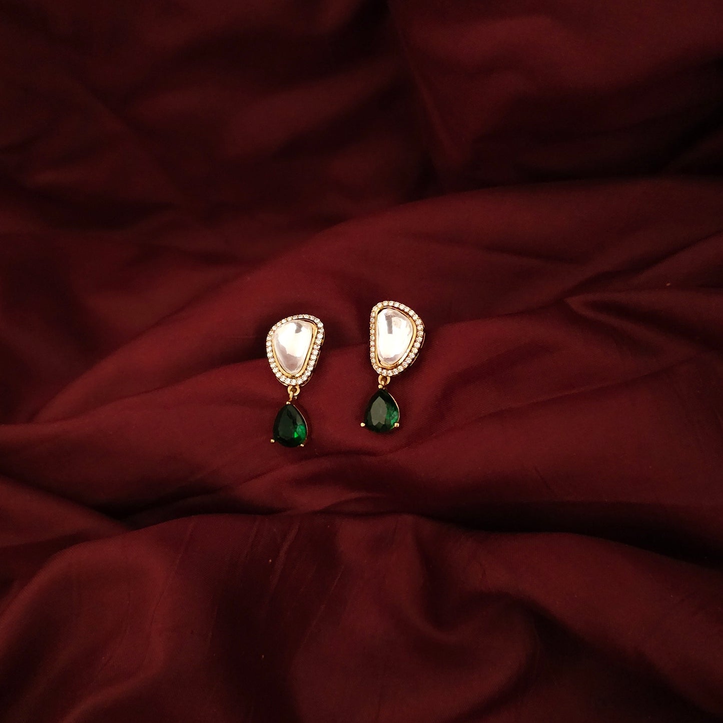 Blush Teardrop Kundan Stud Earrings
