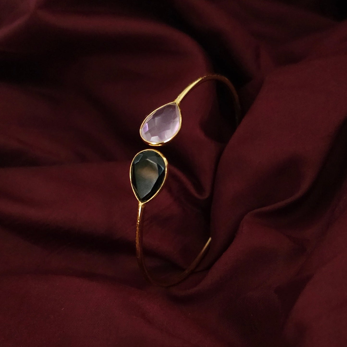Simple Natural Stone Open Cuff Bangle