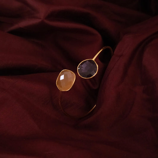 Simple Natural Stone Open Cuff Bangle