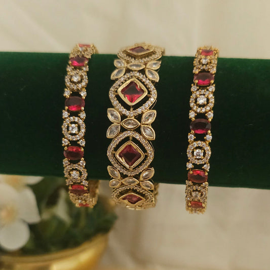 A Set of 3 Ruby Royal Victorian Bangle Set