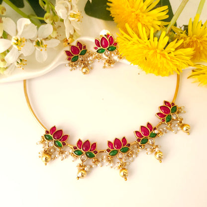 Lotus Bloom Temple Necklace Set