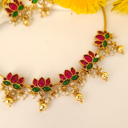 Lotus Bloom Temple Necklace Set