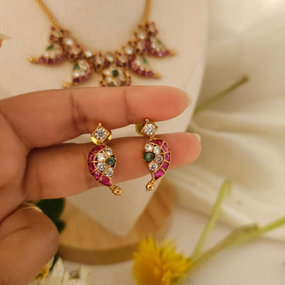 South Indian Kemp Stone Necklace Set