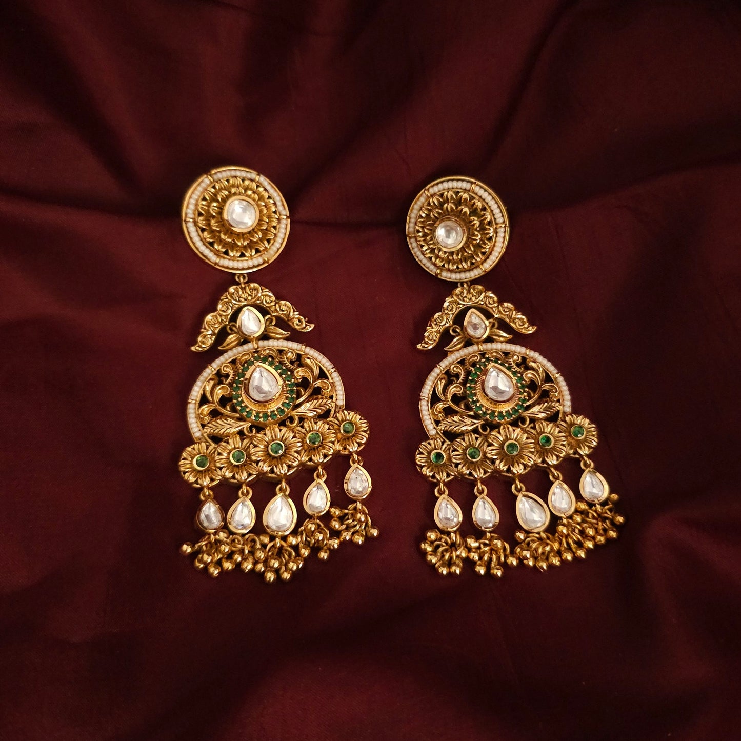 Meher Antique Kundan Chandbali Earrings
