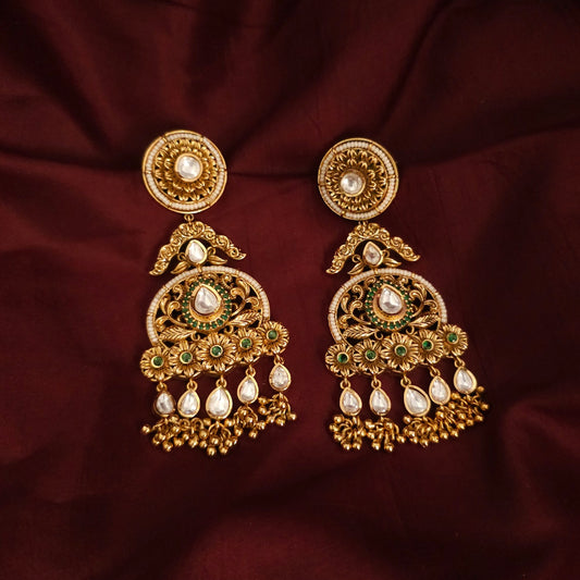 Meher Antique Kundan Chandbali Earrings