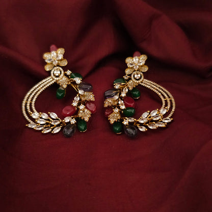 Floral Crystal Vine Statement Earrings