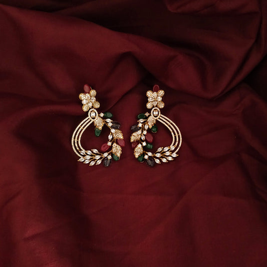 Floral Crystal Vine Statement Earrings