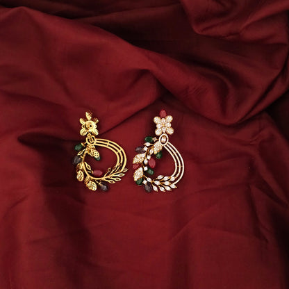 Floral Crystal Vine Statement Earrings