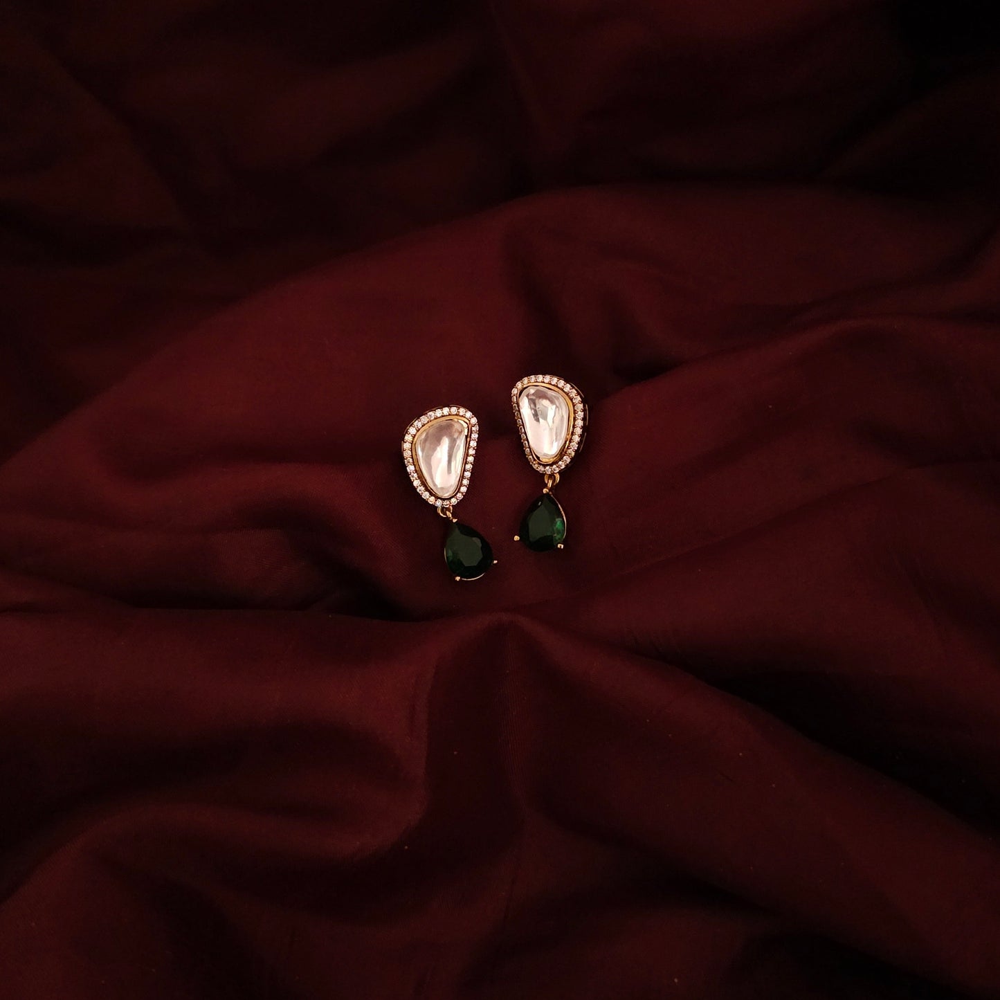 Blush Teardrop Kundan Stud Earrings
