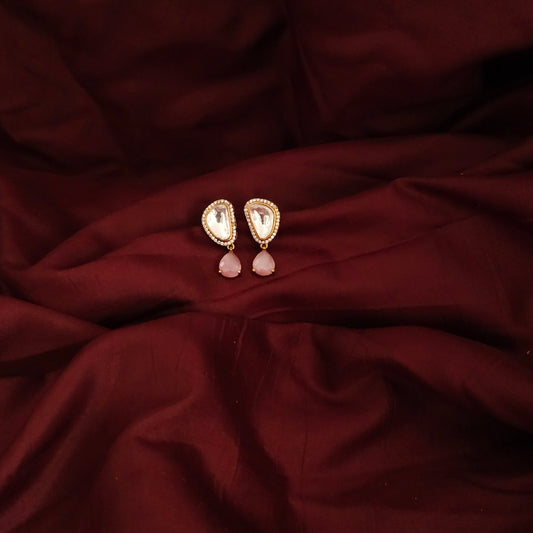 Blush Teardrop Kundan Stud Earrings