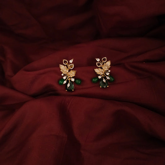 Emerald Bloom Crystal Drop Earrings