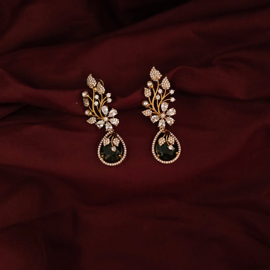 Emerald Bloom Crystal Drop Earrings