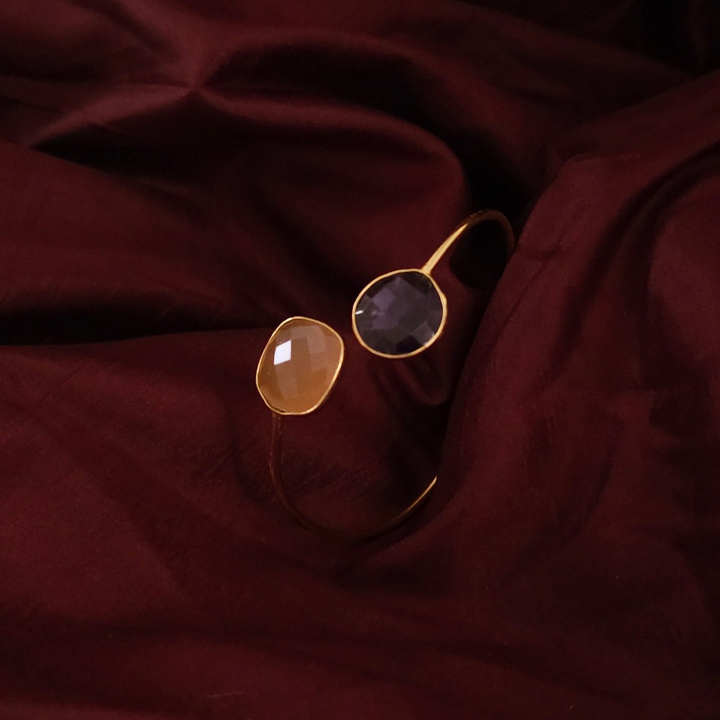 Simple Natural Stone Open Cuff Bangle