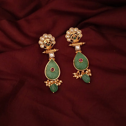 Meera Drop Antique Gold Earrings
