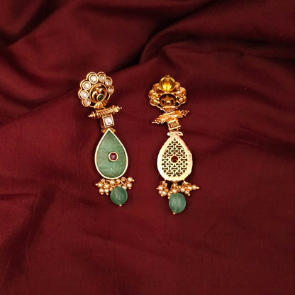 Meera Drop Antique Gold Earrings