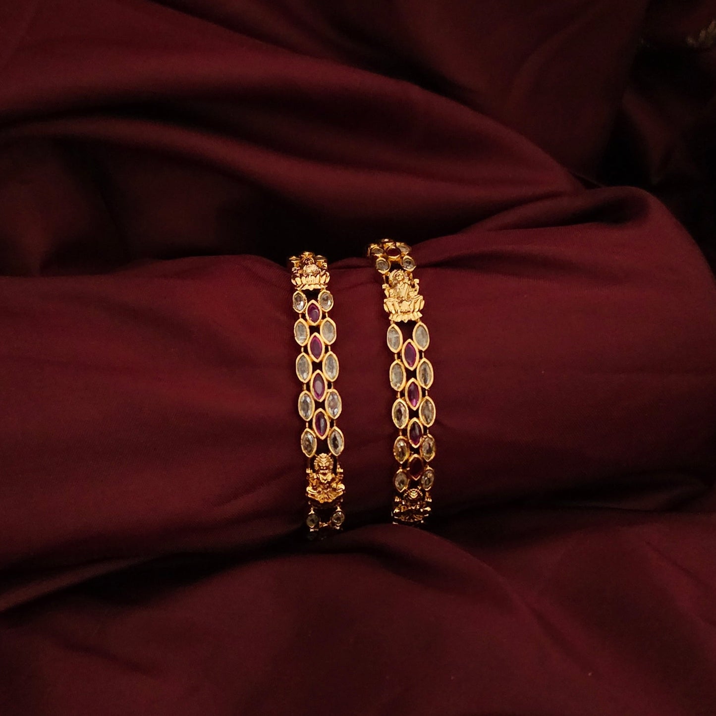 A Set of 2 Royal Ruby Temple Bangle