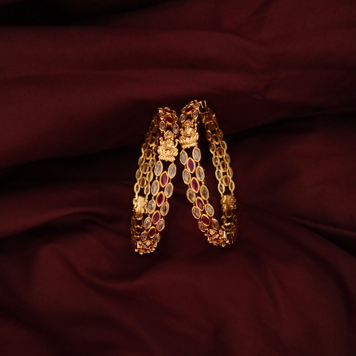 A Set of 2 Royal Ruby Temple Bangle