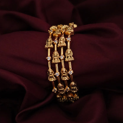 A set of 4 Traditional Lakshmi motif Bangle with AD stones