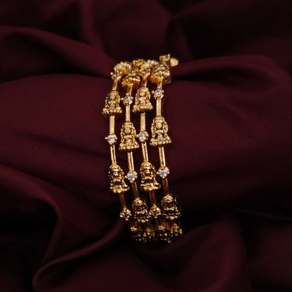 A set of 4 Traditional Lakshmi motif Bangle with AD stones