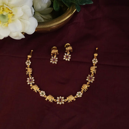 Royal Elephant Motif Necklace Set