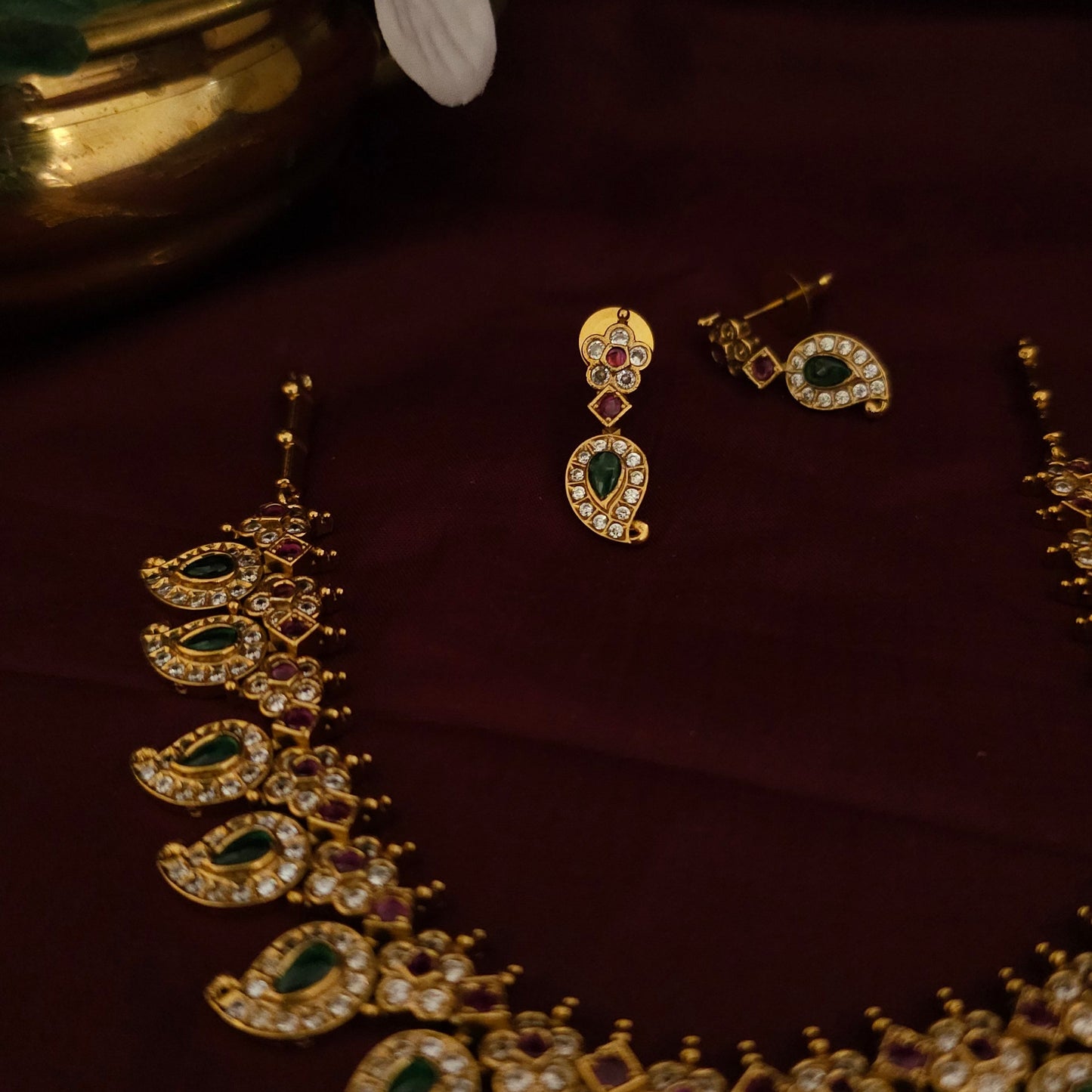 Kerala Palakka AD Stone Necklace Set