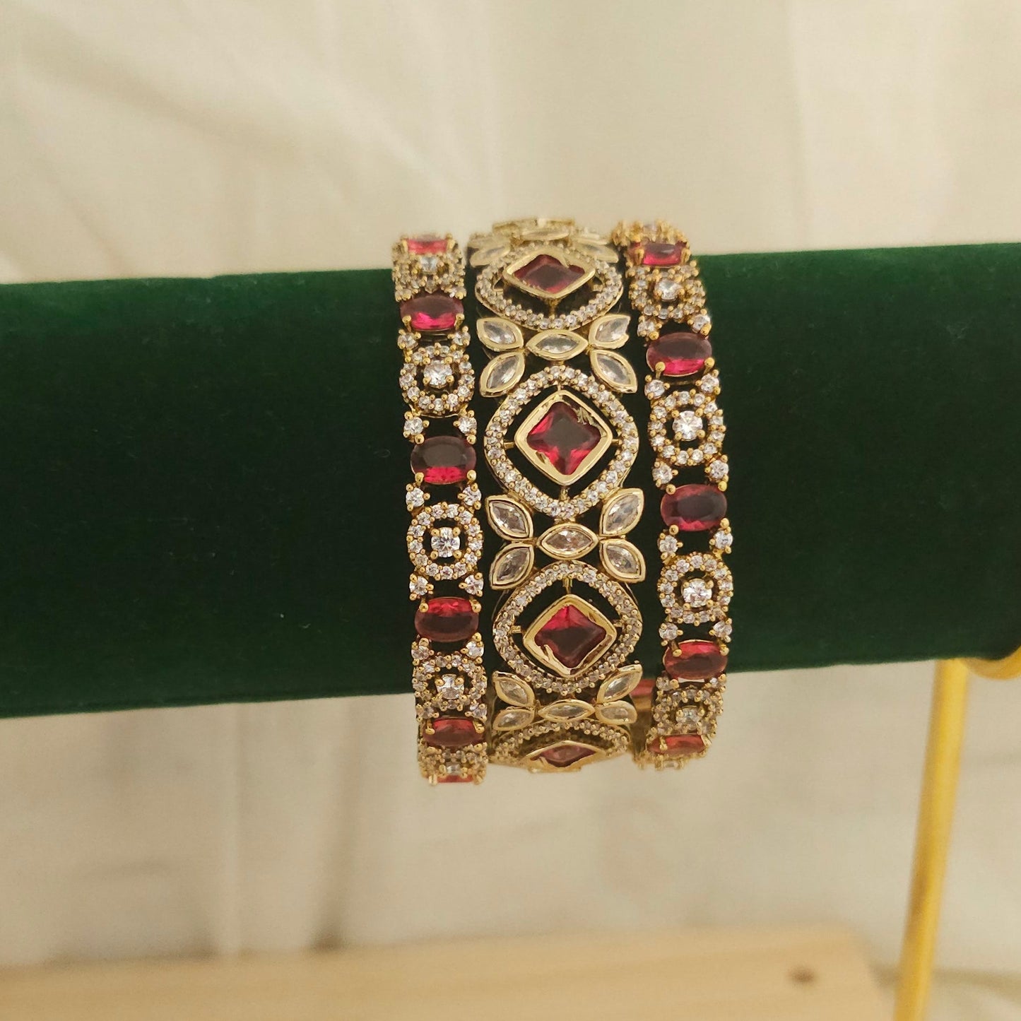 A Set of 3 Ruby Royal Victorian Bangle Set