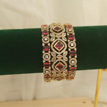 A Set of 3 Ruby Royal Victorian Bangle Set