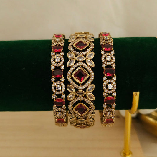 A Set of 3 Ruby Royal Victorian Bangle Set