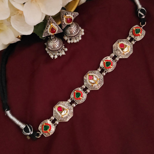 Rangmahal Dual Tone Pachi Kundan Choker Set