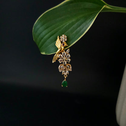 Emerald Bird AD Stone Necklace Set