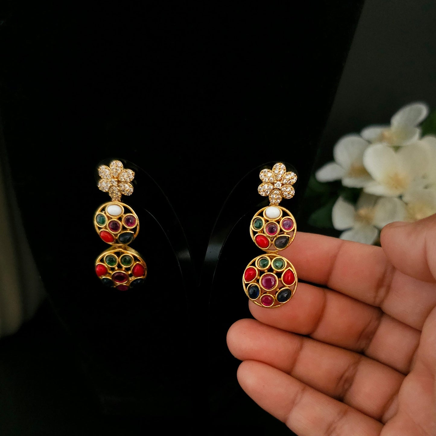Navaratna Multicolour AD Stone Necklace Set