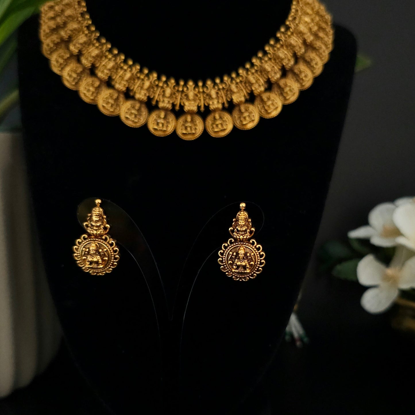 Royal Lakshmi Coin Temple Necklace Set