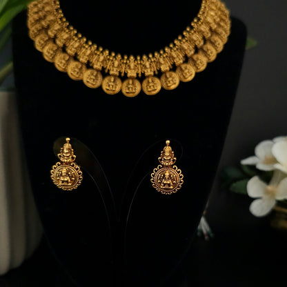 Royal Lakshmi Coin Temple Necklace Set