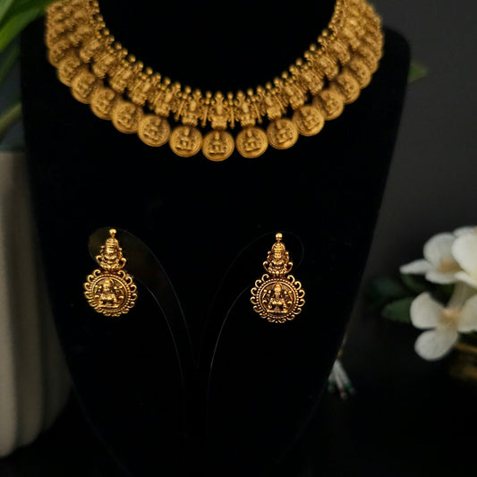 Royal Lakshmi Coin Temple Necklace Set