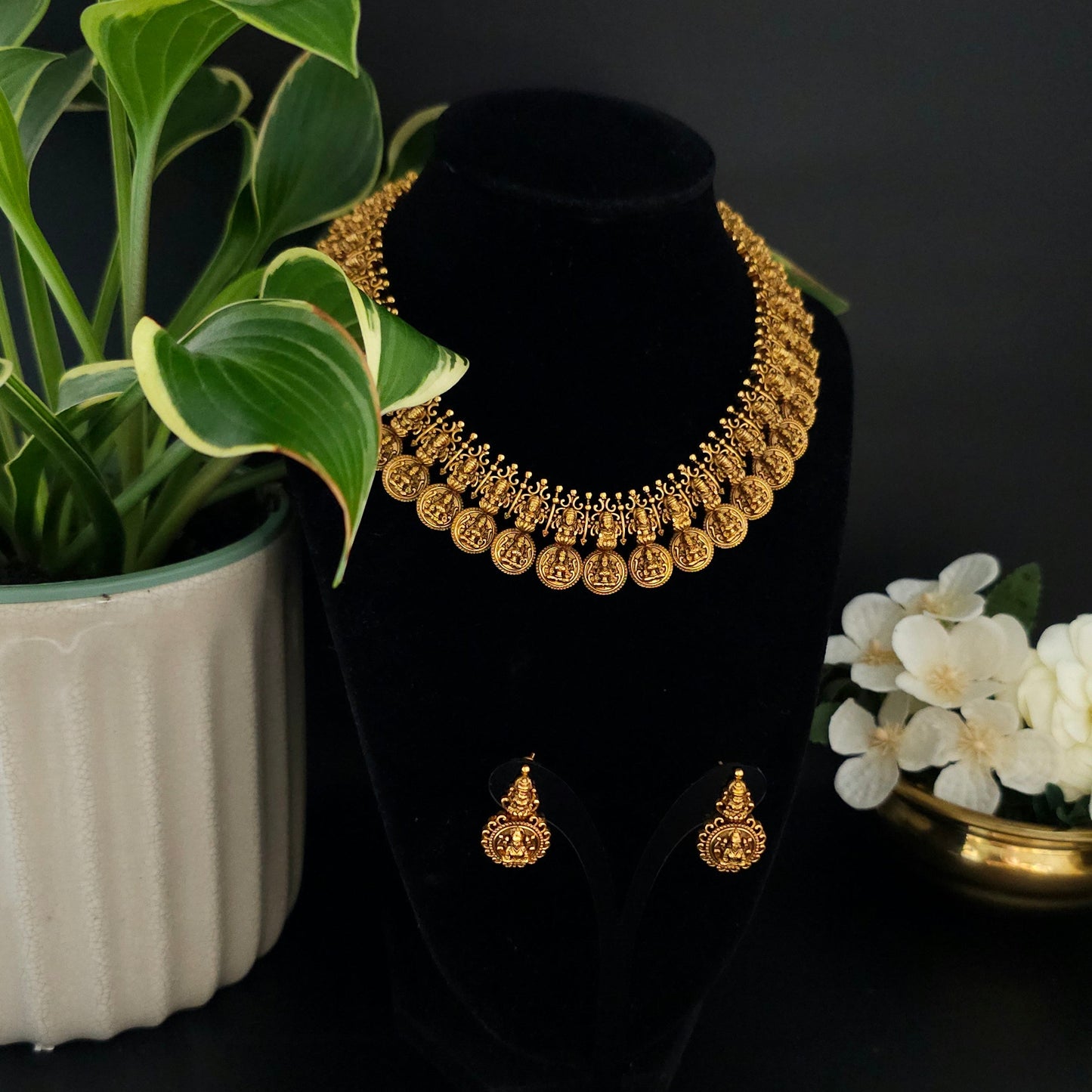 Royal Lakshmi Coin Temple Necklace Set