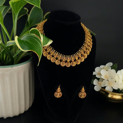 Royal Lakshmi Coin Temple Necklace Set