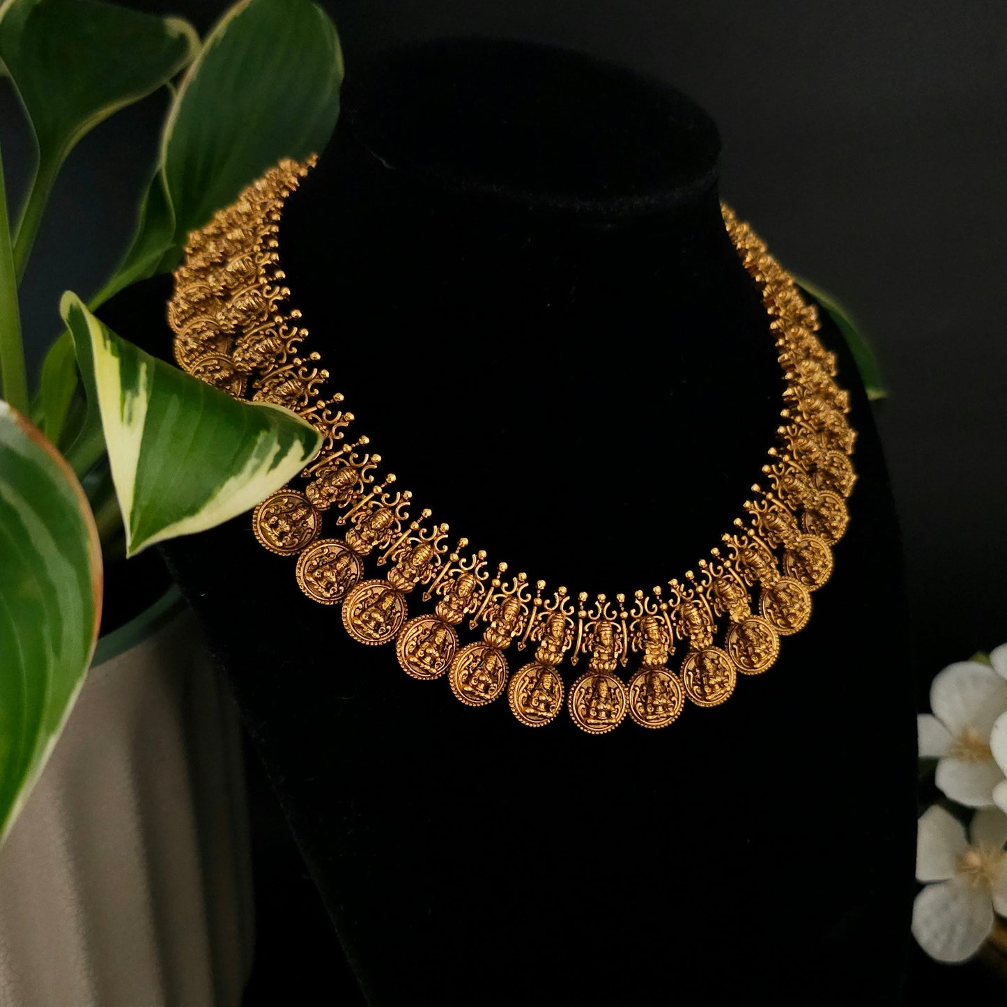 Royal Lakshmi Coin Temple Necklace Set