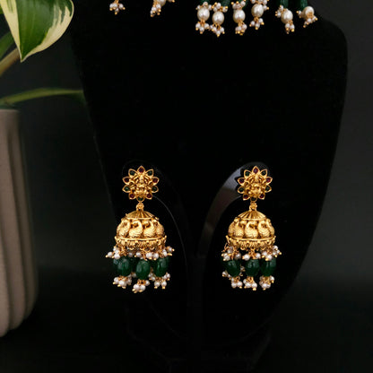 Lakshmi Temple Choker Necklace Set with Jhumkas