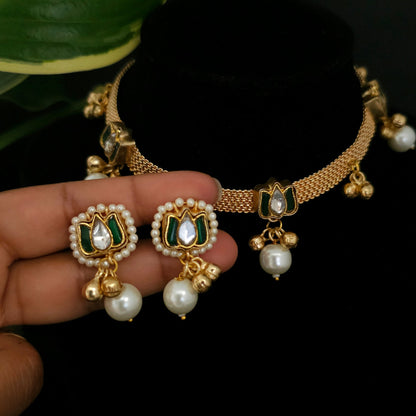 Lotus Design Antique Choker Necklace Set