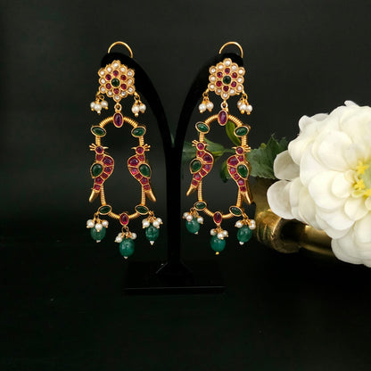 Kundan Peacock Earrings