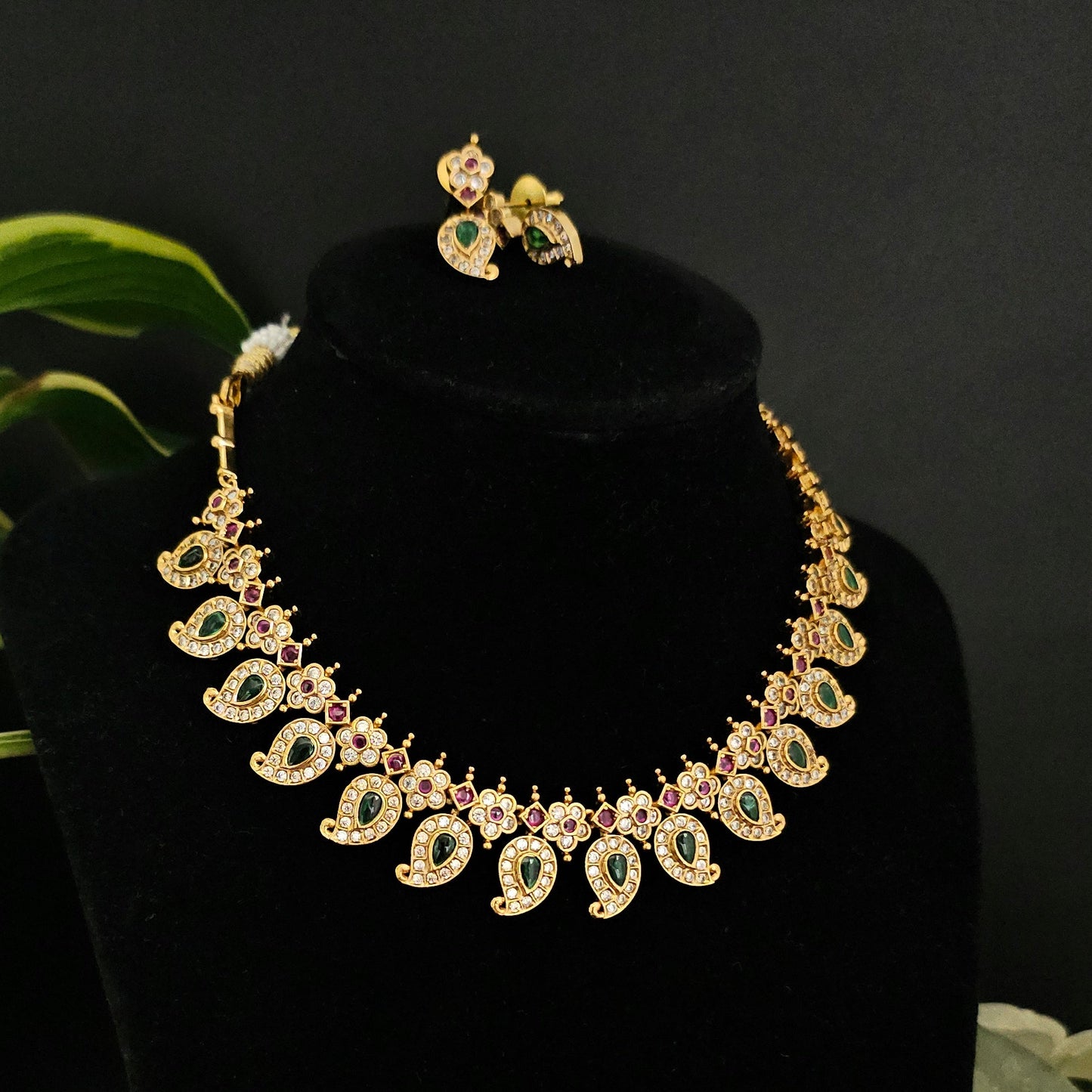 Kerala Palakka AD Stone Necklace Set