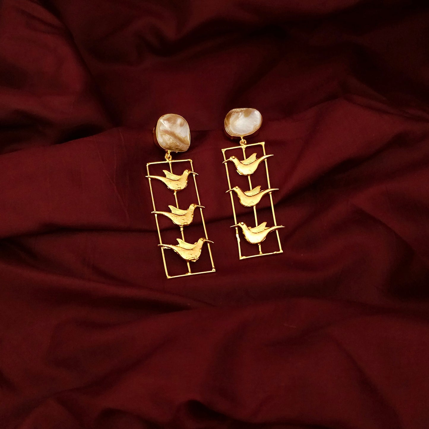 Gold Bird Statement Earrings