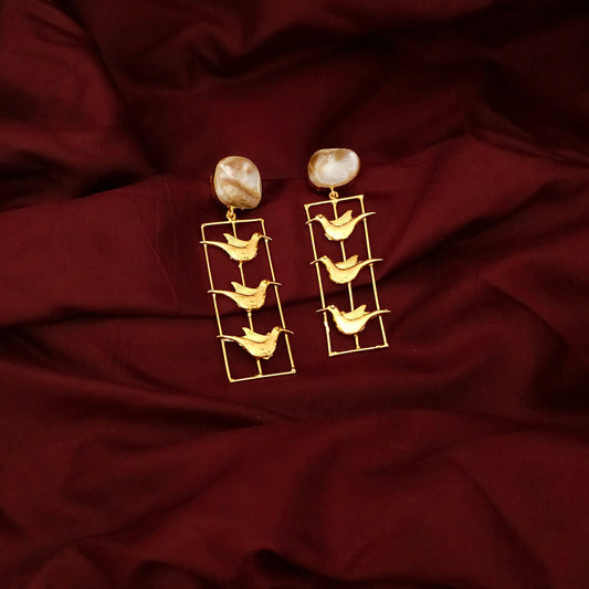 Gold Bird Statement Earrings
