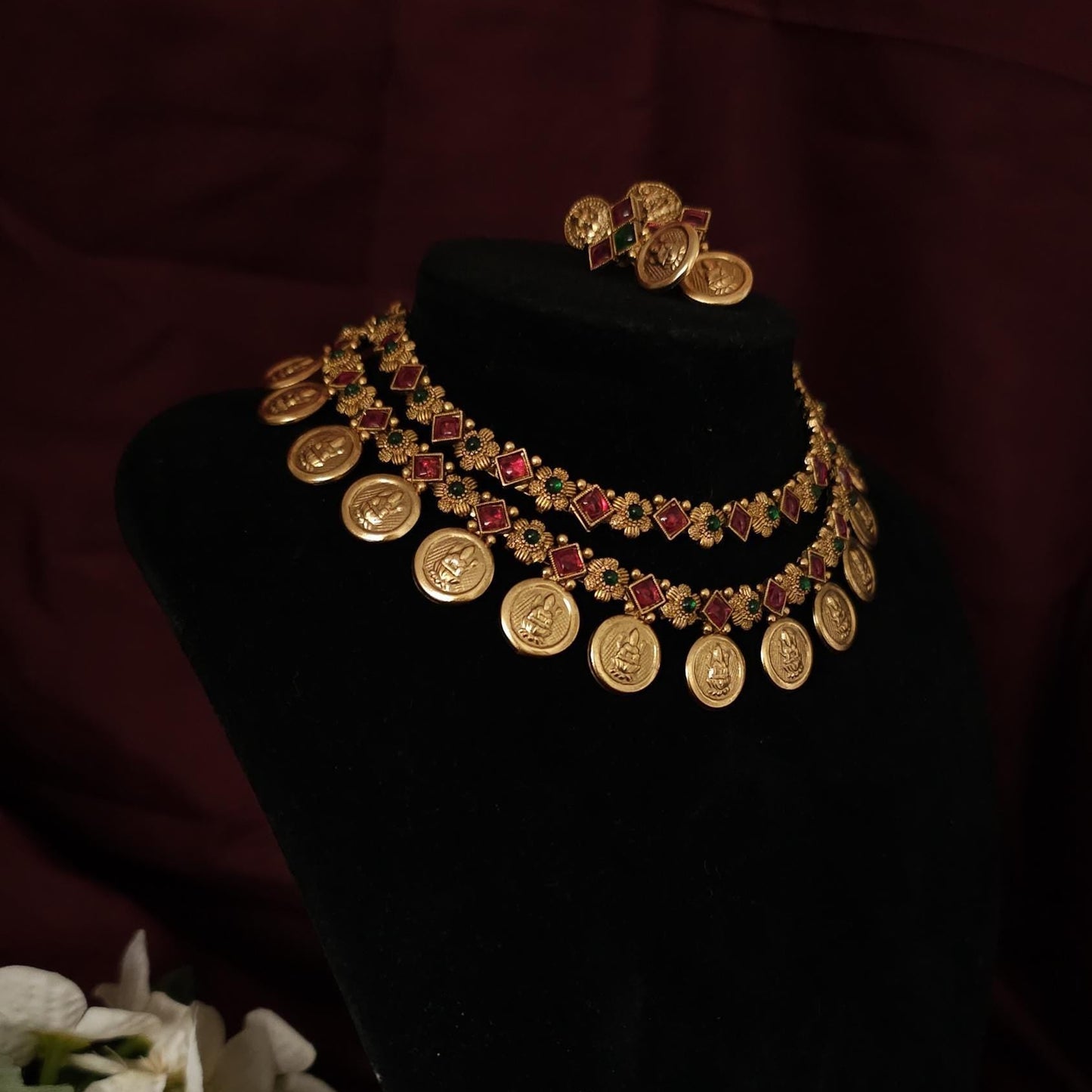 2 layered Lakshmi Coin Necklace Set