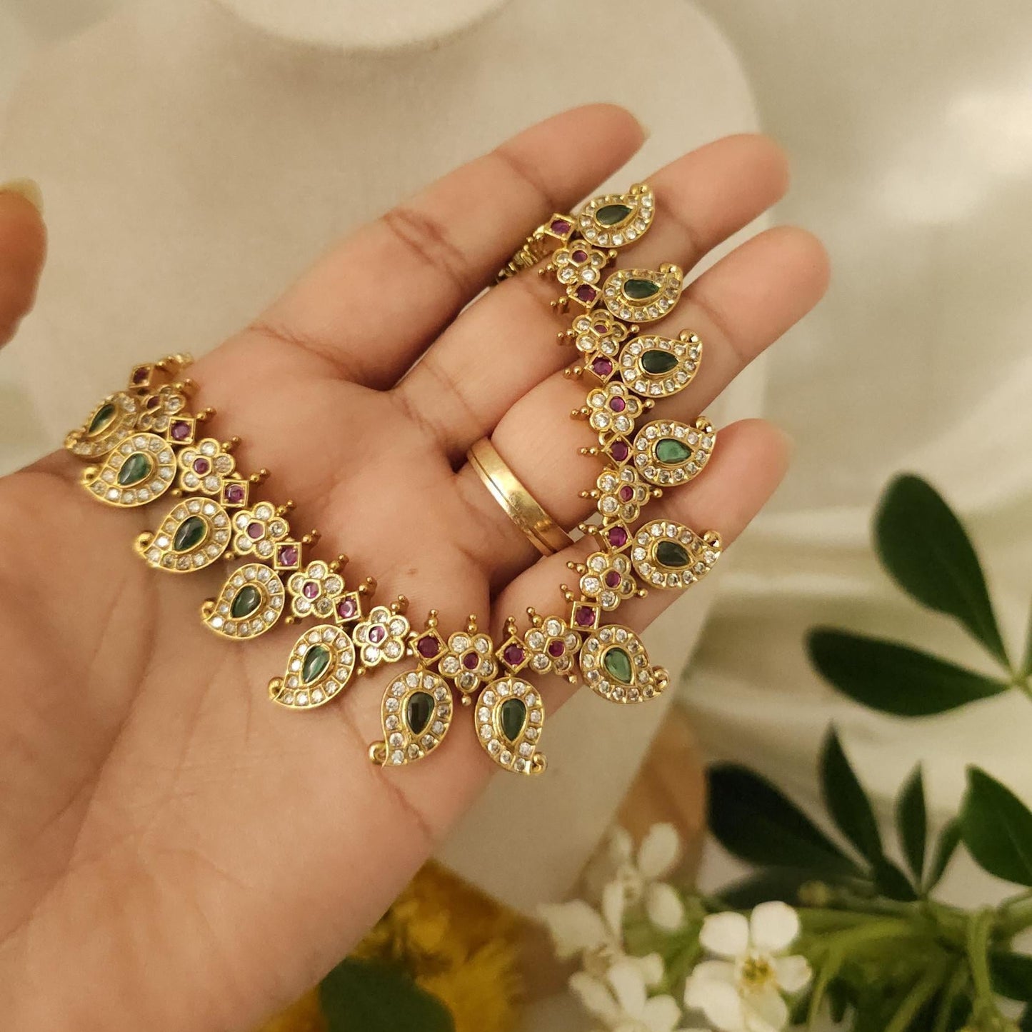 Kerala Palakka AD Stone Necklace Set