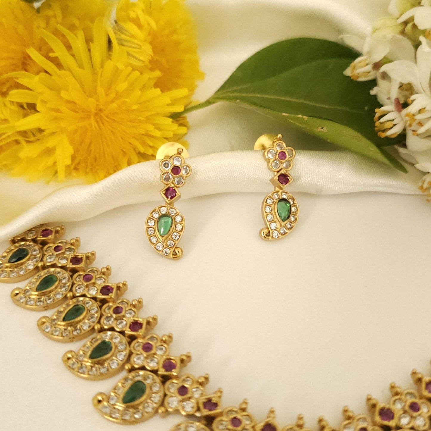 Kerala Palakka AD Stone Necklace Set