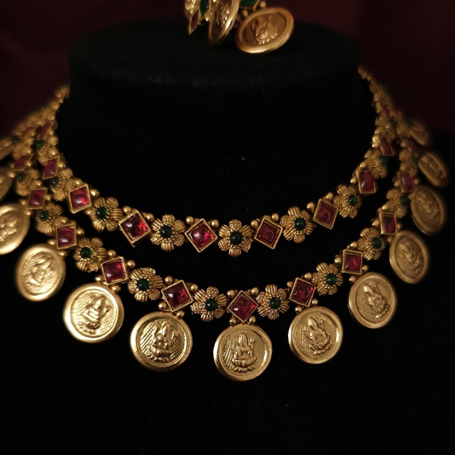 2 layered Lakshmi Coin Necklace Set